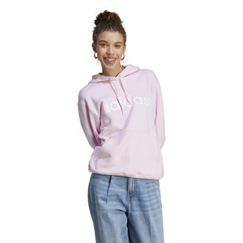 Felpa rosa da donna con cappuccio e tasca a marsupio adidas Essentials Linear, Abbigliamento Sport, SKU a711000109, Immagine 0